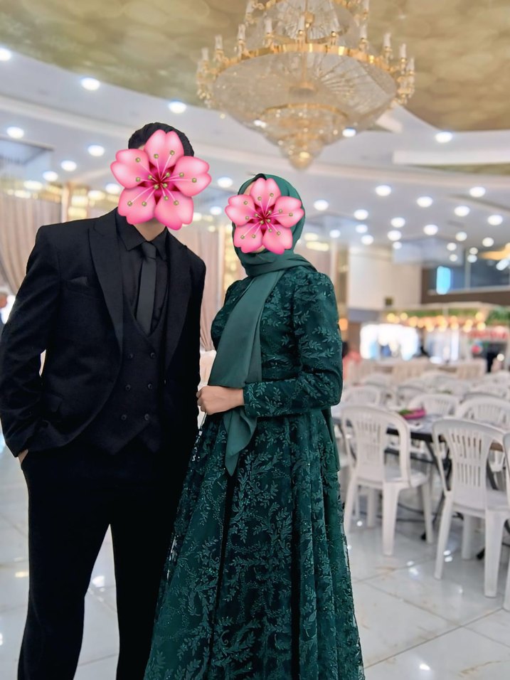 Yeşil Uzun Kol Abiye Elbise - Görsel 2