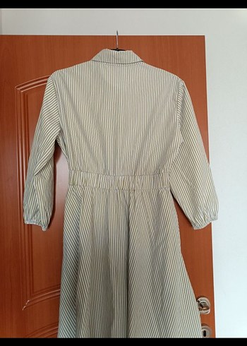 yeşil çizgili uzun elbise - Görsel 4