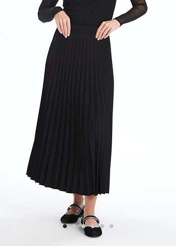 kahverengi Pileli Uzun Kadın Etek - Görsel 2