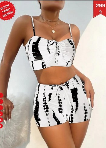 Beyaz Tie-Dye Mini Bikini Set