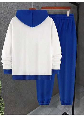 MARINE PARÇALI 0 PAMUK EŞOFMAN   BEYAZ SAX MAVI BASKILI   KIŞLIK - Görsel 2