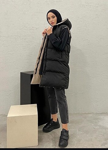 xl Beden çeşitli Renk Çift taraflı şişme yelek Siyah/haki S M L XL Siyah bej  S M L 