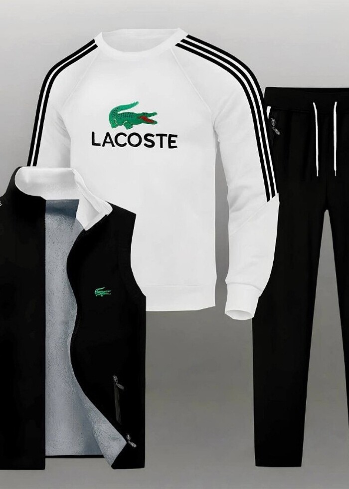WİNTER NEW MODEL LACOSTE FABRİC 3 İPLİK COTTON 3LÜ SET SİZE M L  - Görsel 2