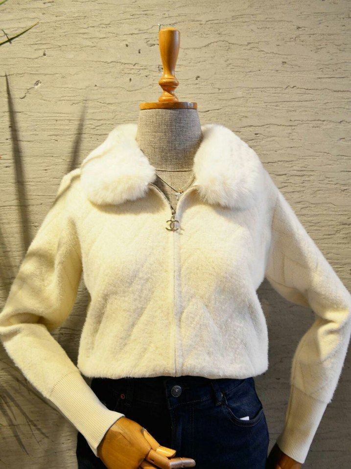 Bej Kadın Cigarette Pantolon Kürklü Detaylı - Görsel 3