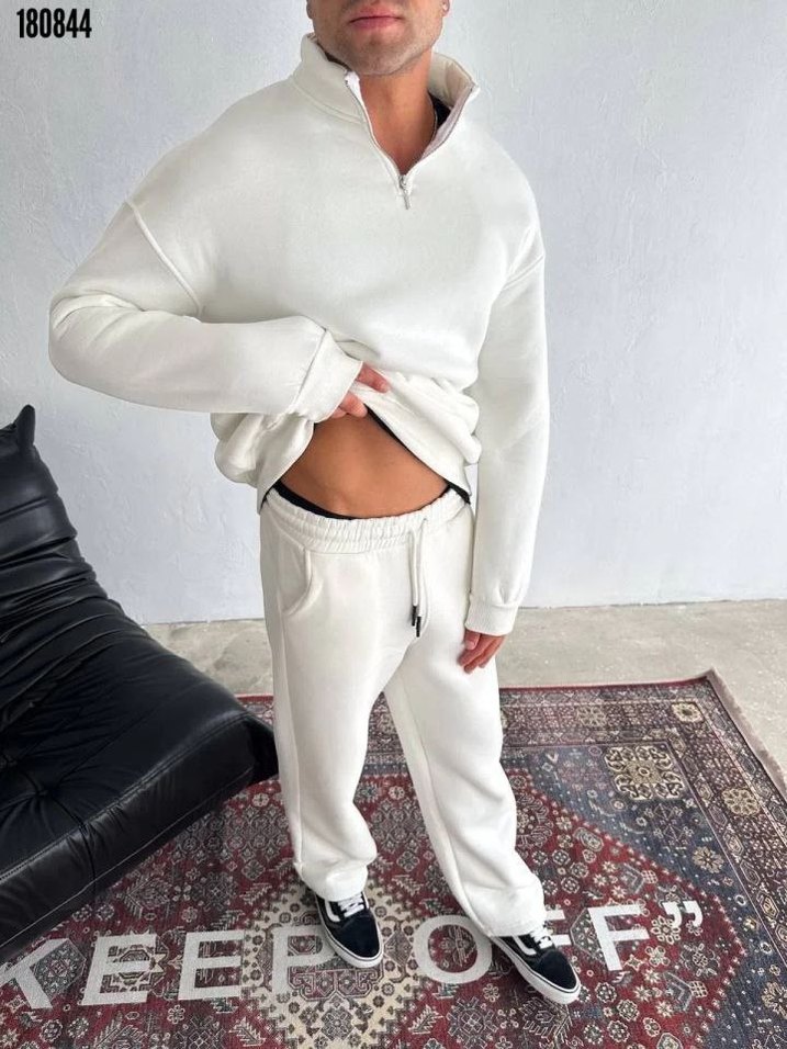 Beyaz Kadın Yumuşak Kumaş Eşofman Takımı - Görsel 2