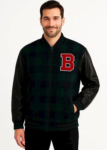 xl Beden Gri Ekose Kadın Bomber Ceket