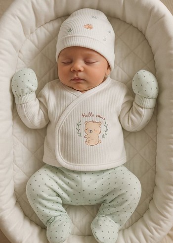 Bebek Beyaz Nakışlı Hastane Kıyafeti - Görsel 7