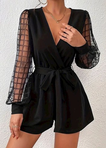 Zara Siyah Kemerli Mini Gotik Tulum
