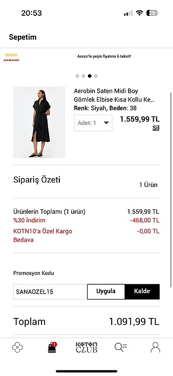 42 Beden siyah Renk Etiketli Koton elbise