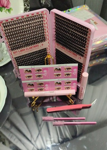 Pembe Takma Kirpik Seti ve Aksesuarları
