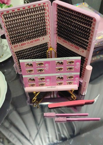 Pembe Işıltılı Takma Kirpik Seti