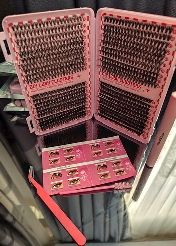 Pembe Takma Kirpik Seti ve Aksesuarları - Görsel 2