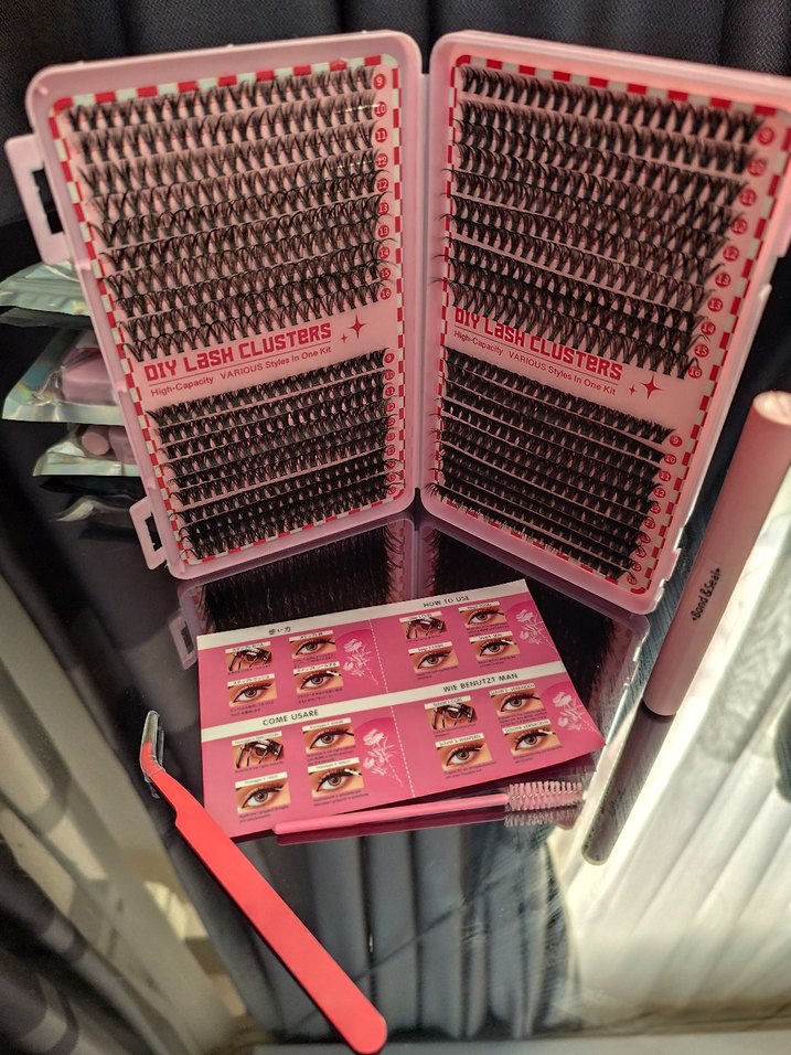 Pembe Takma Kirpik Seti ve Aksesuarları - Görsel 2