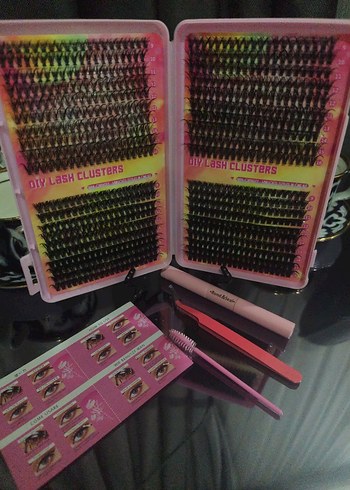 Pembe Takma Kirpik Seti ve Aksesuarları - Görsel 2