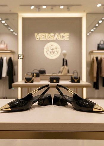 Versace Siyah Altın Tokalı Stiletto - Görsel 4