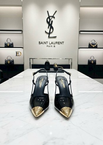 Saint Laurent Siyah Altın Tokalı Stiletto - Görsel 2