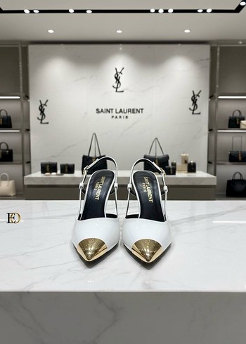 Saint Laurent Siyah Altın Tokalı Stiletto - Görsel 10
