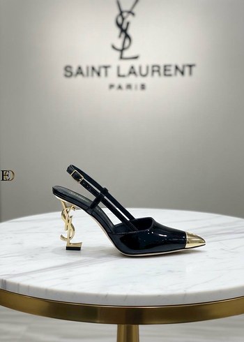 Saint Laurent Siyah Altın Tokalı Stiletto - Görsel 3