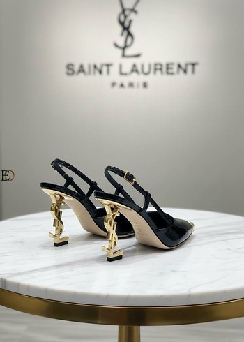 Saint Laurent Siyah Altın Tokalı Stiletto - Görsel 7