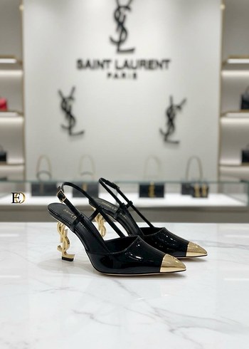 Saint Laurent Siyah Altın Tokalı Stiletto - Görsel 5