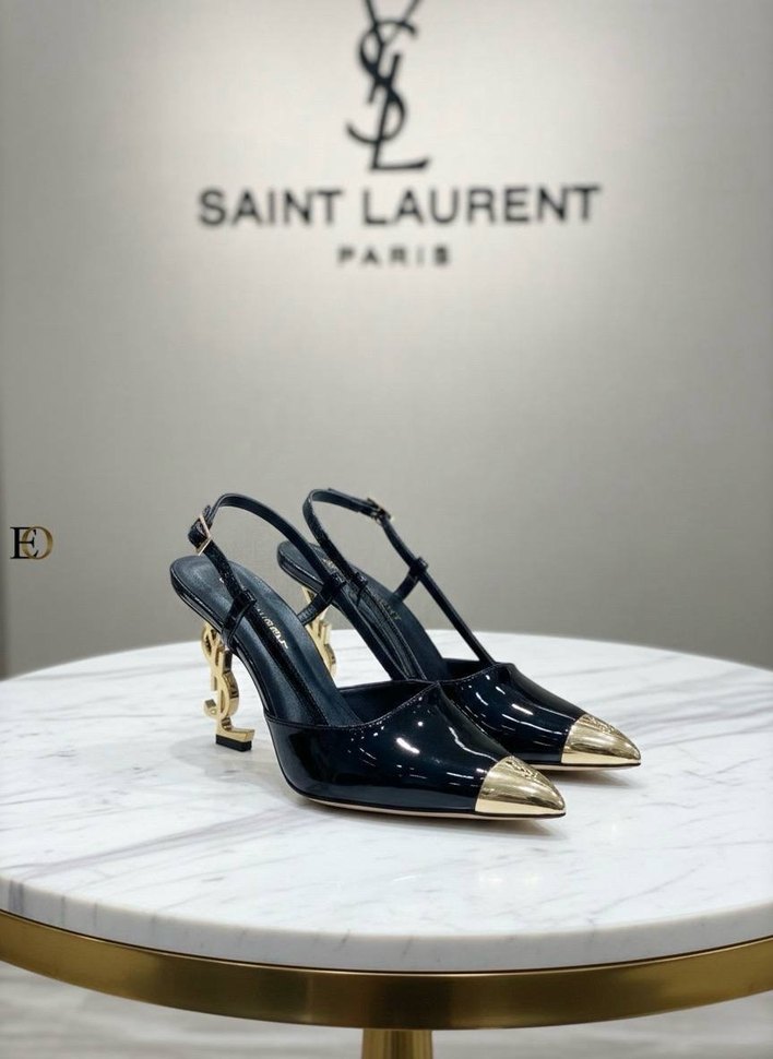 Saint Laurent Siyah Altın Tokalı Stiletto - Görsel 4