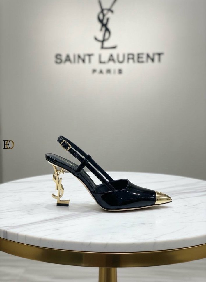 Saint Laurent Siyah Altın Tokalı Stiletto - Görsel 3