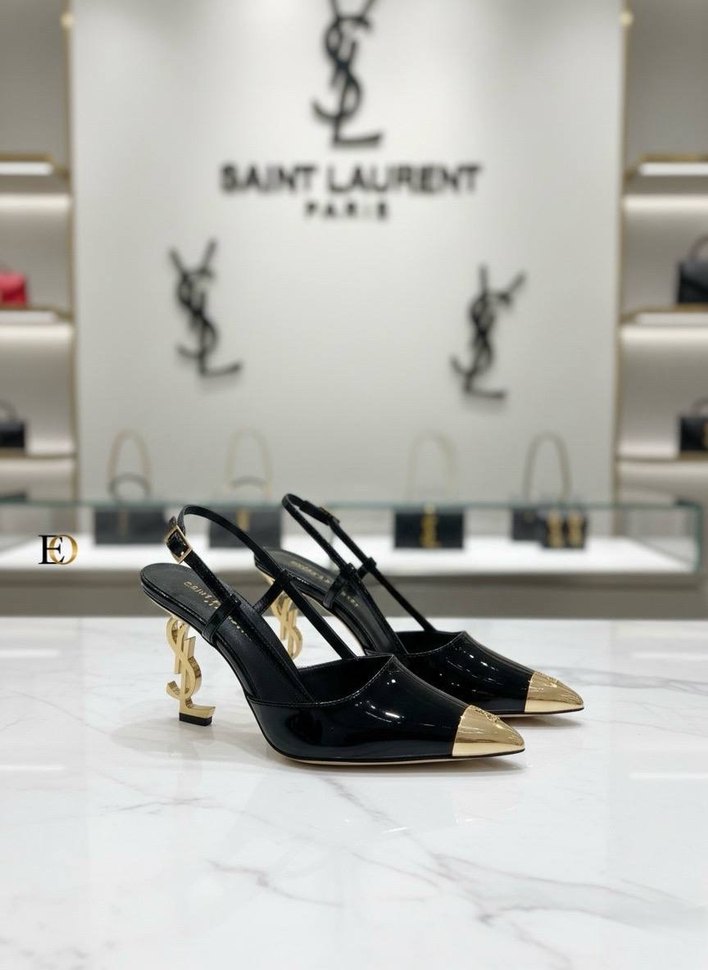 Saint Laurent Siyah Altın Tokalı Stiletto - Görsel 5