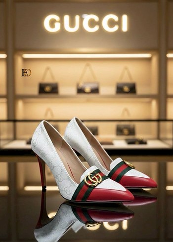 Beyaz Gucci Stiletto Topuklu Kadın Ayakkabı - Görsel 2