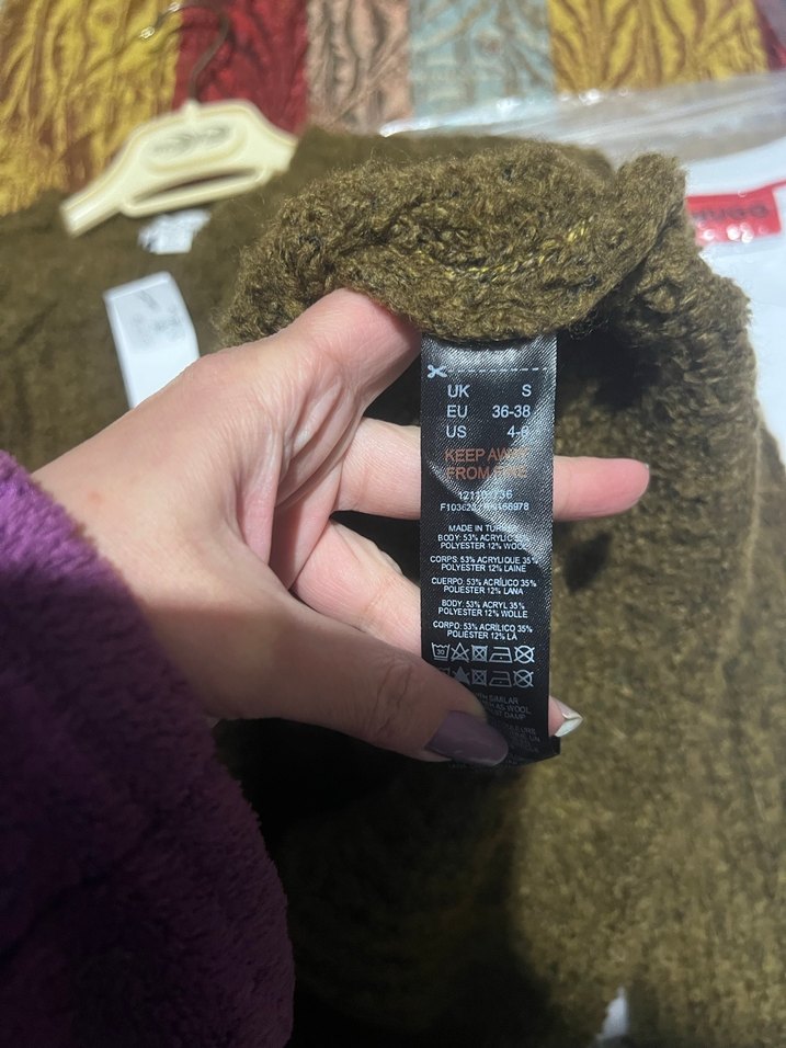 Kadın Haki Örgü Salaş Kazak - Görsel 4