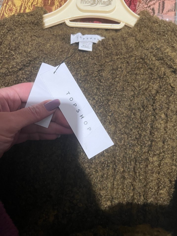 Kadın Haki Örgü Salaş Kazak - Görsel 5