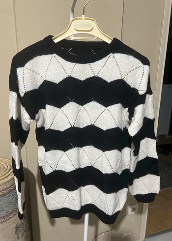 Zebra Desenli Örgü Kadın Kazak - Görsel 3