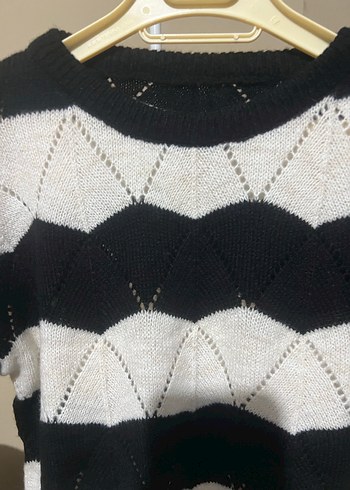 Zebra Desenli Örgü Kadın Kazak - Görsel 2