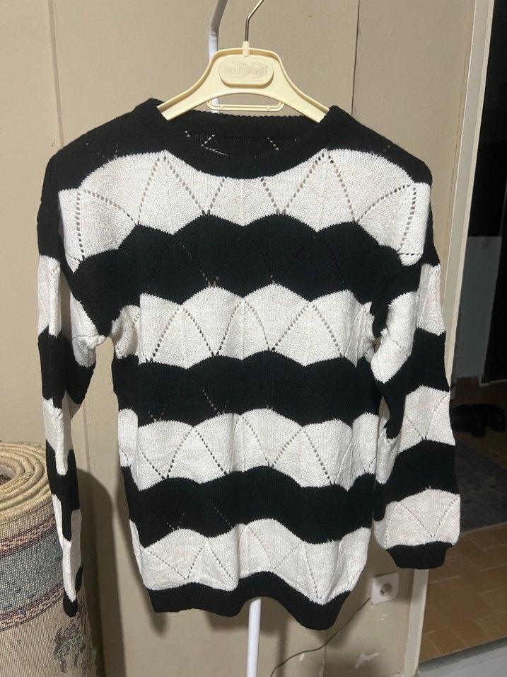 Zebra Desenli Örgü Kadın Kazak - Görsel 3