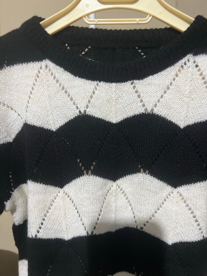 Zebra Desenli Örgü Kadın Kazak - Görsel 2