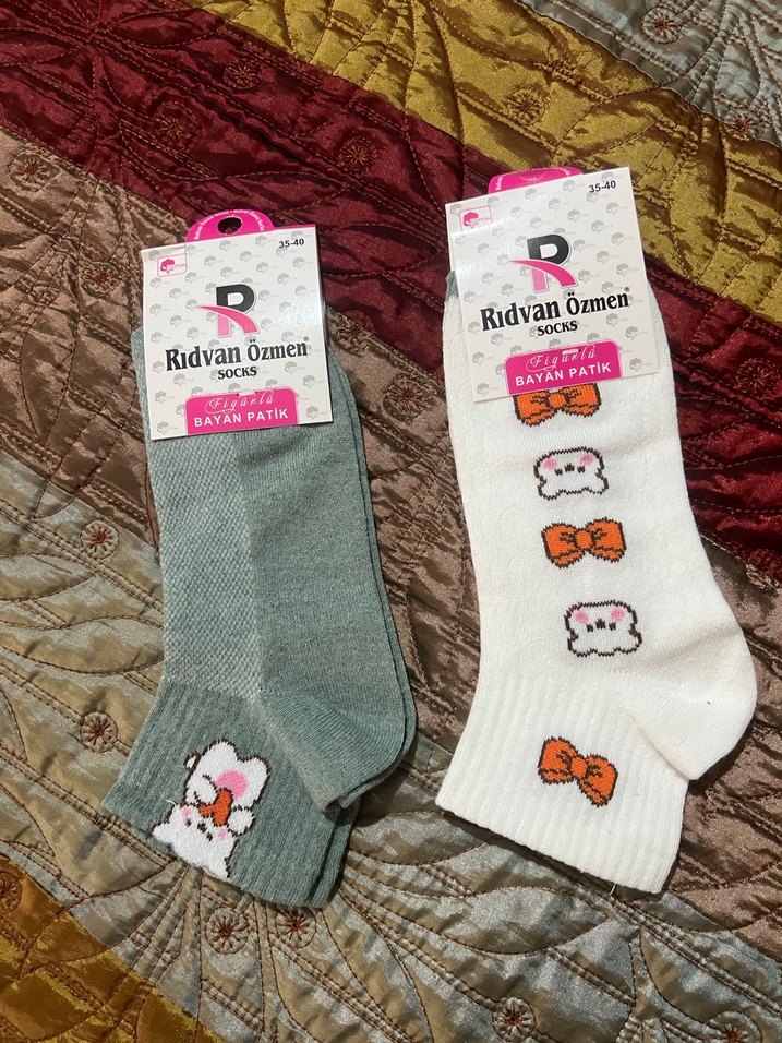 2 adet Kız Çocukları için Baskılı Çoraplar - Görsel 2