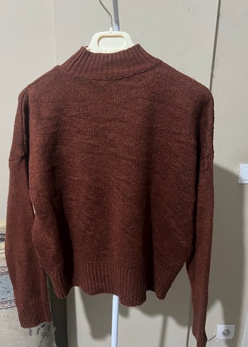 Kahverengi Triko  koton Kadın Kazak - Görsel 3