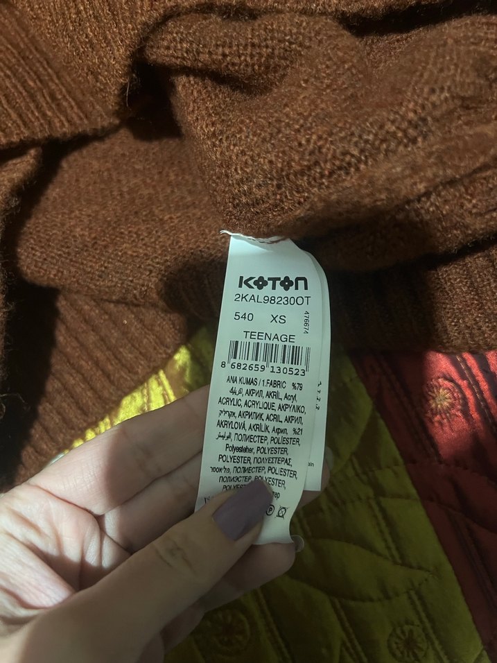 Kahverengi Triko  koton Kadın Kazak - Görsel 4