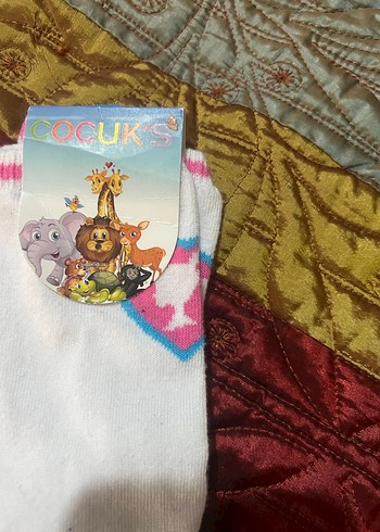 2 adet Kız Çocuk Beyaz Baskılı Çorap - Görsel 2