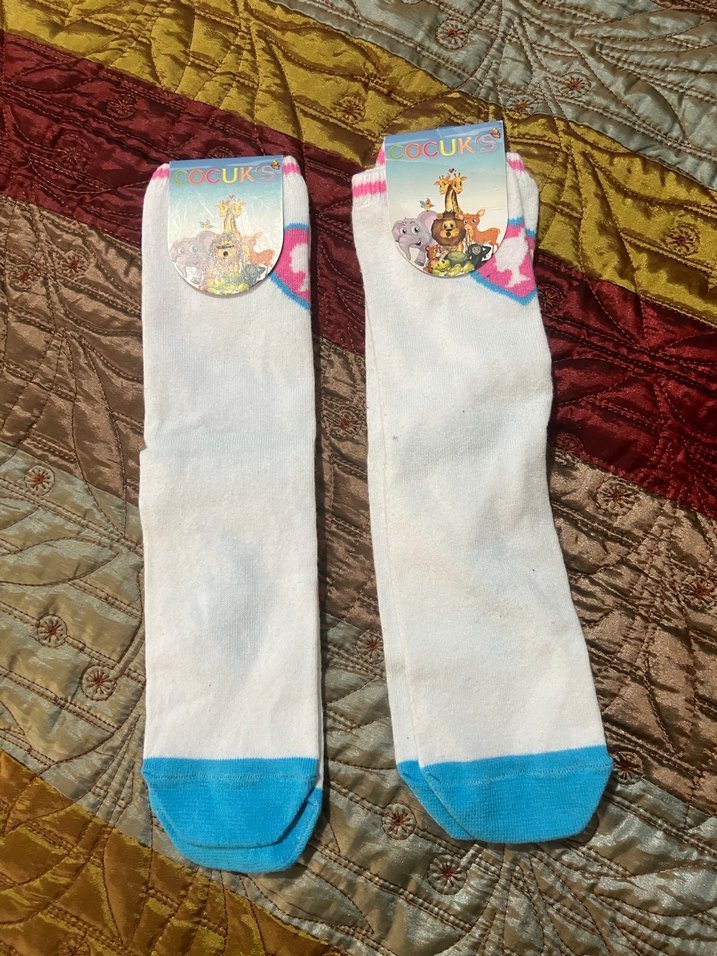 2 adet Kız Çocuk Beyaz Baskılı Çorap - Görsel 3