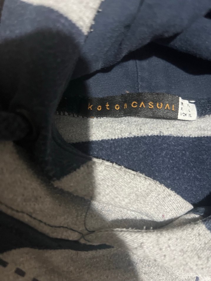 Gri Kapüşonlu Çizgili Erkek Sweatshirt - Görsel 2