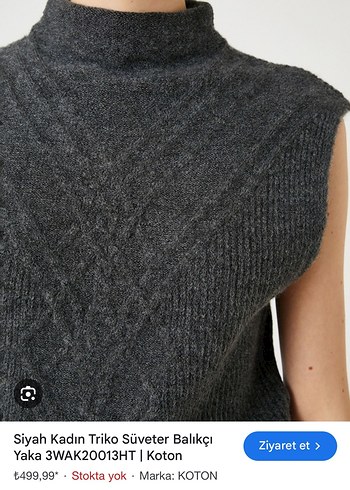 Kadın Gri Boğazlı Örgü Süveter - Görsel 4