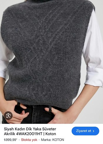 Kadın Gri Boğazlı Örgü Süveter - Görsel 2