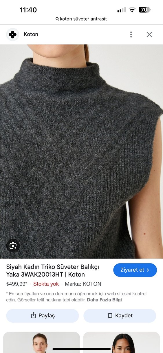 Kadın Gri Boğazlı Örgü Süveter - Görsel 5