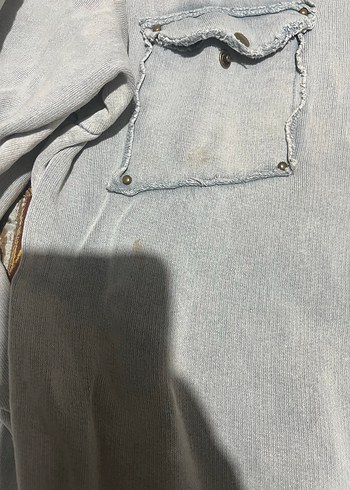 Gri Denim Fermuarlı Sweatshirt - Görsel 4