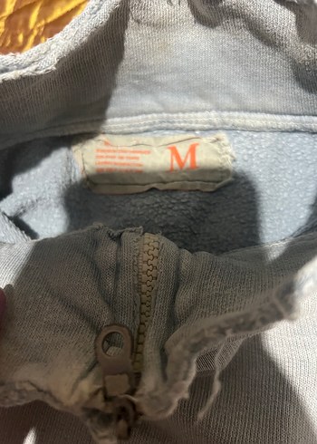 Gri Denim Fermuarlı Sweatshirt - Görsel 2