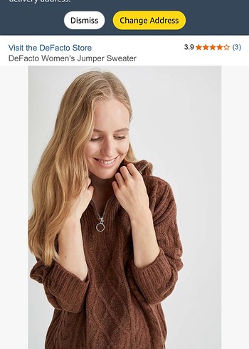 DeFacto Kadın Kahverengi Yarım Fermuarlı Kazak - Görsel 3