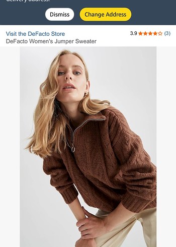 DeFacto Kadın Kahverengi Yarım Fermuarlı Kazak - Görsel 2