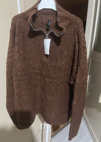 DeFacto Kadın Kahverengi Yarım Fermuarlı Kazak - Görsel 6