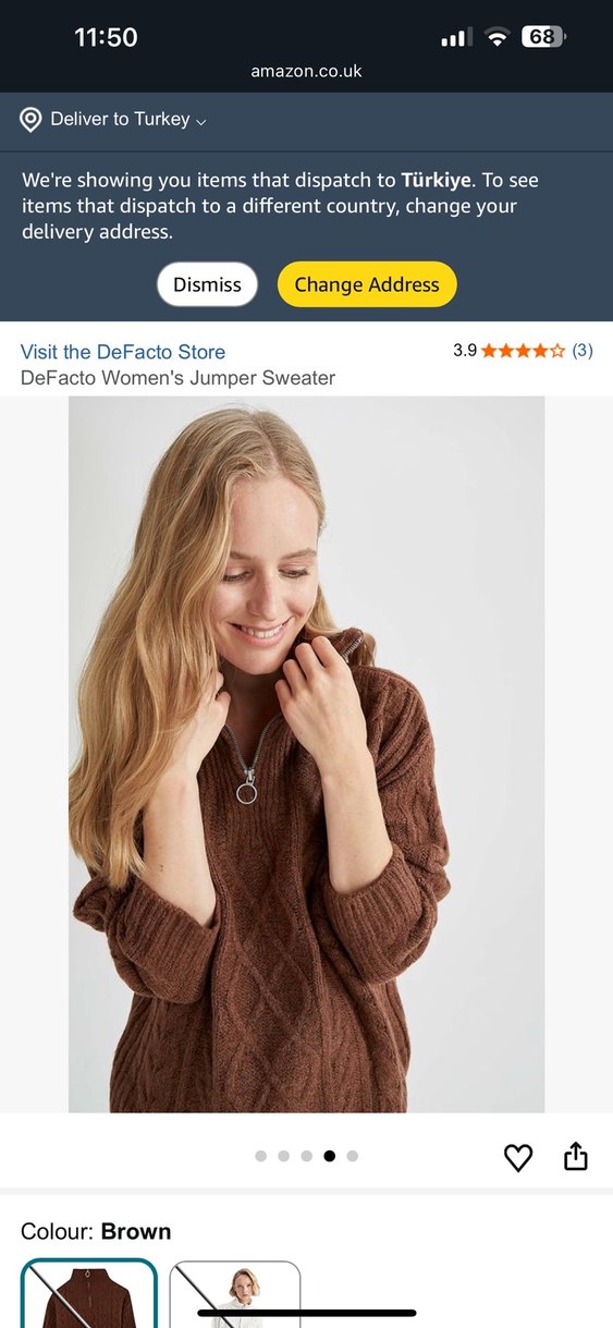 DeFacto Kadın Kahverengi Yarım Fermuarlı Kazak - Görsel 3