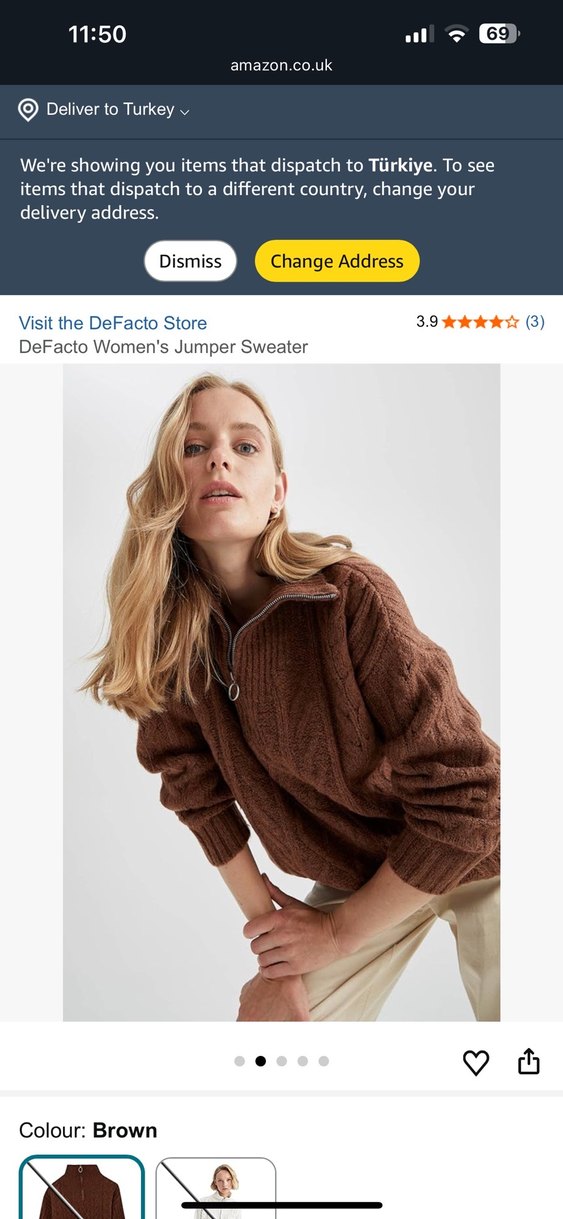 DeFacto Kadın Kahverengi Yarım Fermuarlı Kazak - Görsel 2